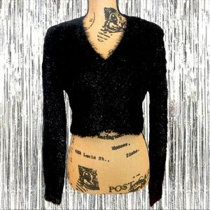 American Apparel Black Soft Tinsel Crop Cardigan Sweater! Women’s Small